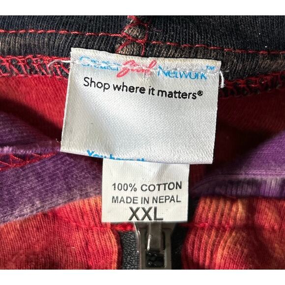 Greater Good Network XXL 100% Cotton Sun Rise Rainbow Boho Hooded Jacket - Picture 6 of 6